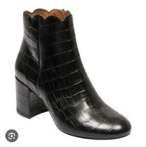 Andre Assous Sylvania Black Croc-Patterned Heeled Boots